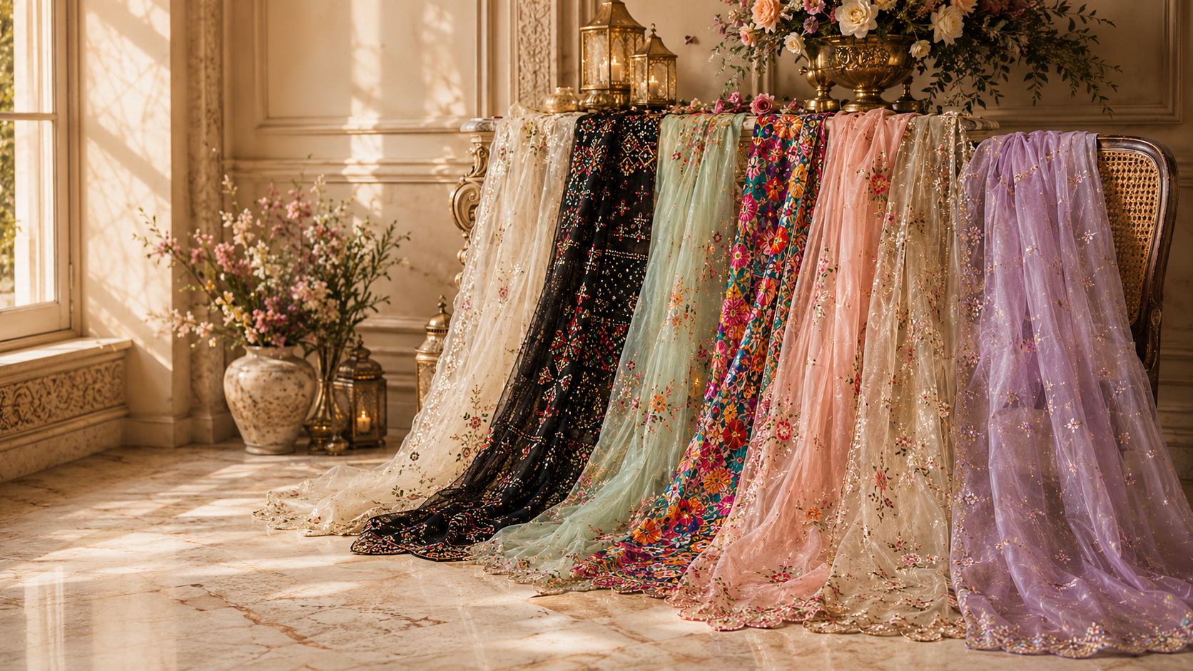 Hand-Embroidered Dupattas