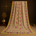 Bahaar Mustard Hand-Embroidered Dupatta in mustard multicolor khaddar cotton by Illyoon
