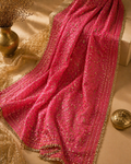 Gulabi Fuchsia Crinkle Chiffon Dupatta in fuchsia crinkle chiffon by Illyoon
