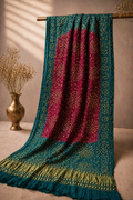 Nargis Teal Embroidered Chiffon Dupatta in teal chiffon by Illyoon