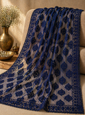 Neelam Royal Blue Embroidered Dupatta in royal blue net by Illyoon