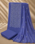 Neel royal blue embroidered 3 piece suit with chiffon dupatta for festive wear