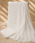 Safed ivory white embroidered 3 piece suit with organza dupatta for formal wear