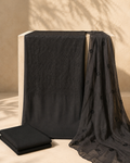 Siyah black embroidered 3 piece suit with sheer net dupatta and tonal embroidery